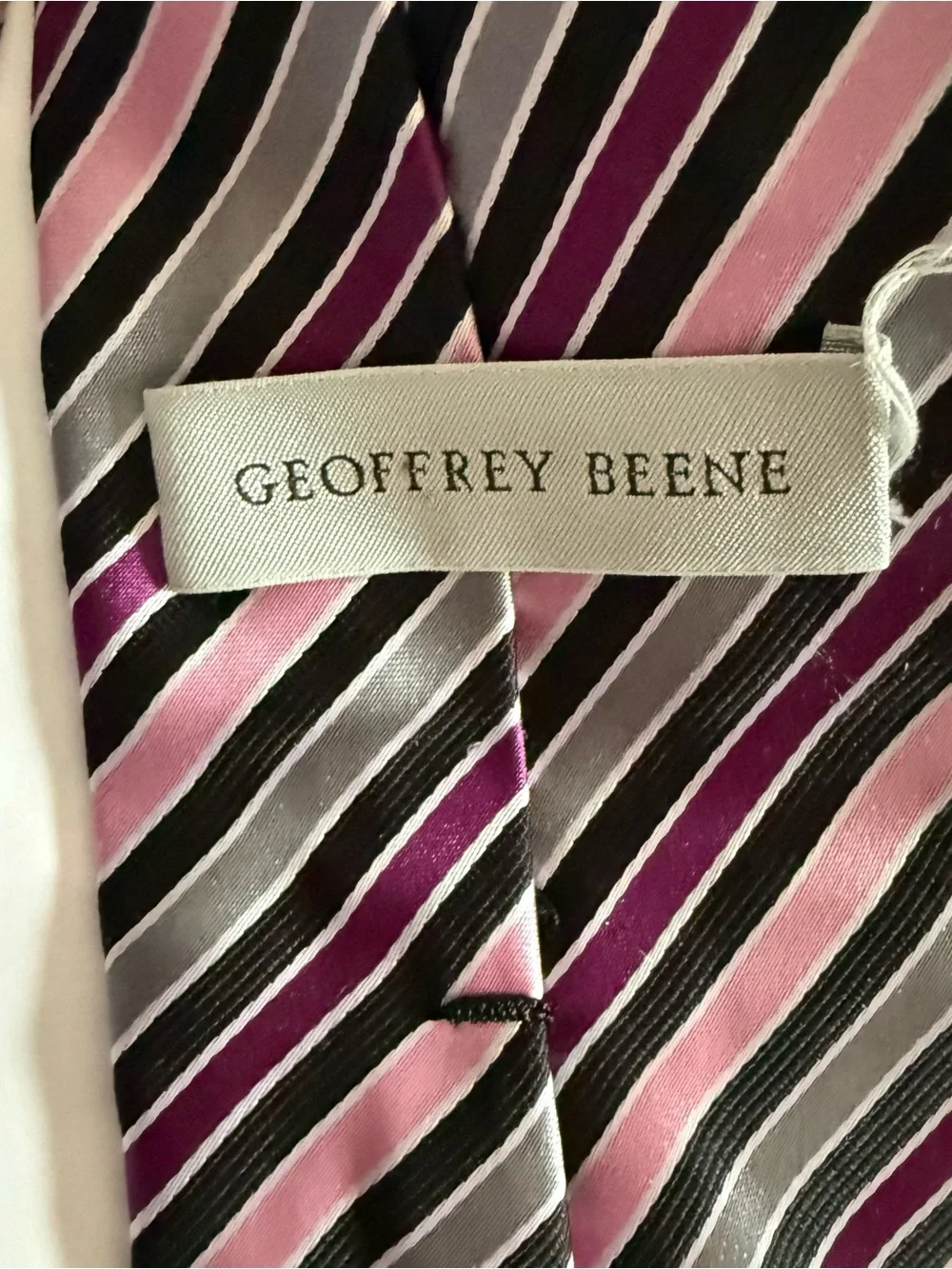 Striped Pink and Black Men's 100% Silk Tie Modern